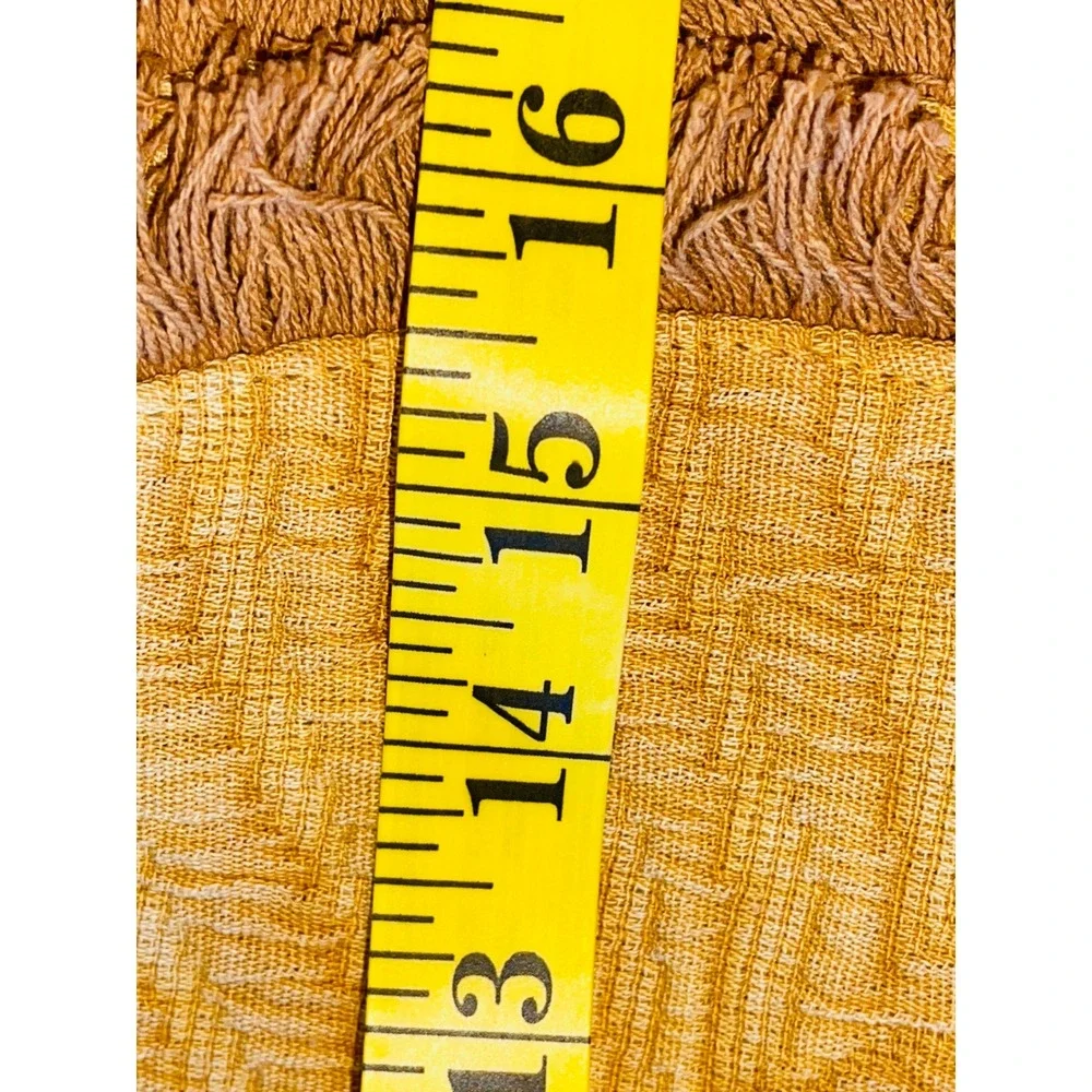Shabby Chic Mustard Yellow Round Placemats Set of 6 Fringe Textured Boho Mats